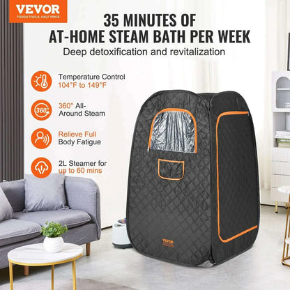 VEVOR Compact Portable Steam Sauna Tent 1200 Watt Home Therapeutic  for Detox Relaxation Time Remote Control Personal  for Home
