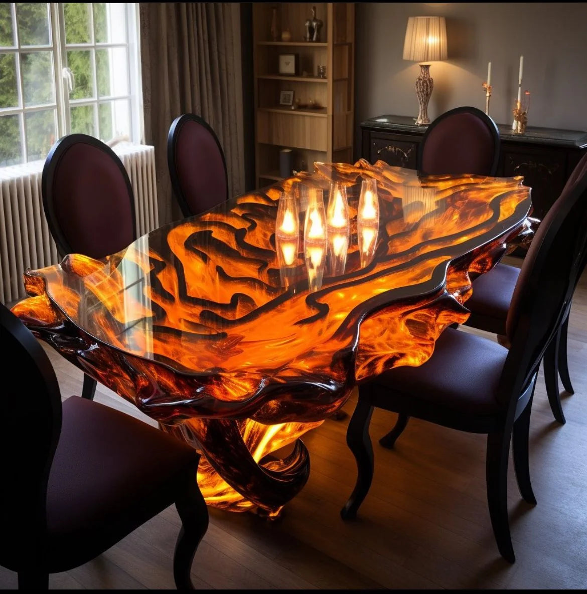 Modern Home Furniture Factory Direct Solid Walnut Wood Restaurant Kitchen River Dining Table Epoxy Resin Slab