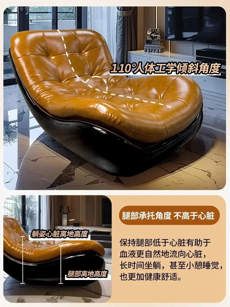 C Medieval reclining sofa chair study balcony villa leisure single retro lazy sofa