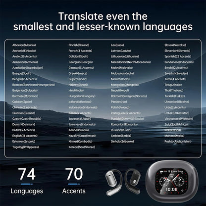 UYUXIO OWS Real Time Translation Earbuds with 144 Languages AI Translating Earphone with LCD Touch Screen Ear Buds Headphone