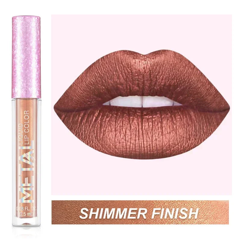 Matte Metallic Liquid Lipstick 12 Colors Waterproof Lasting Glitter Lip Gloss Shiny Shimmer Lip Tint Party Festival Lips...