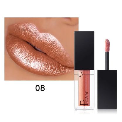 Glitter Pearl Lip Gloss Lipstick, Hydrating, High Pigment, Smudge-proof, Waterproof and Sweat-resistant, Perfect Christmas Gift