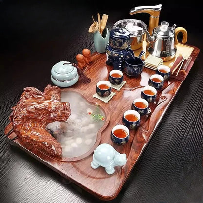 Luxury Rectangle Tea Tray Hospitality Ceremony Serving Accessories Drainage Tea Tray Chinese Kung Fu Bandejas Home...