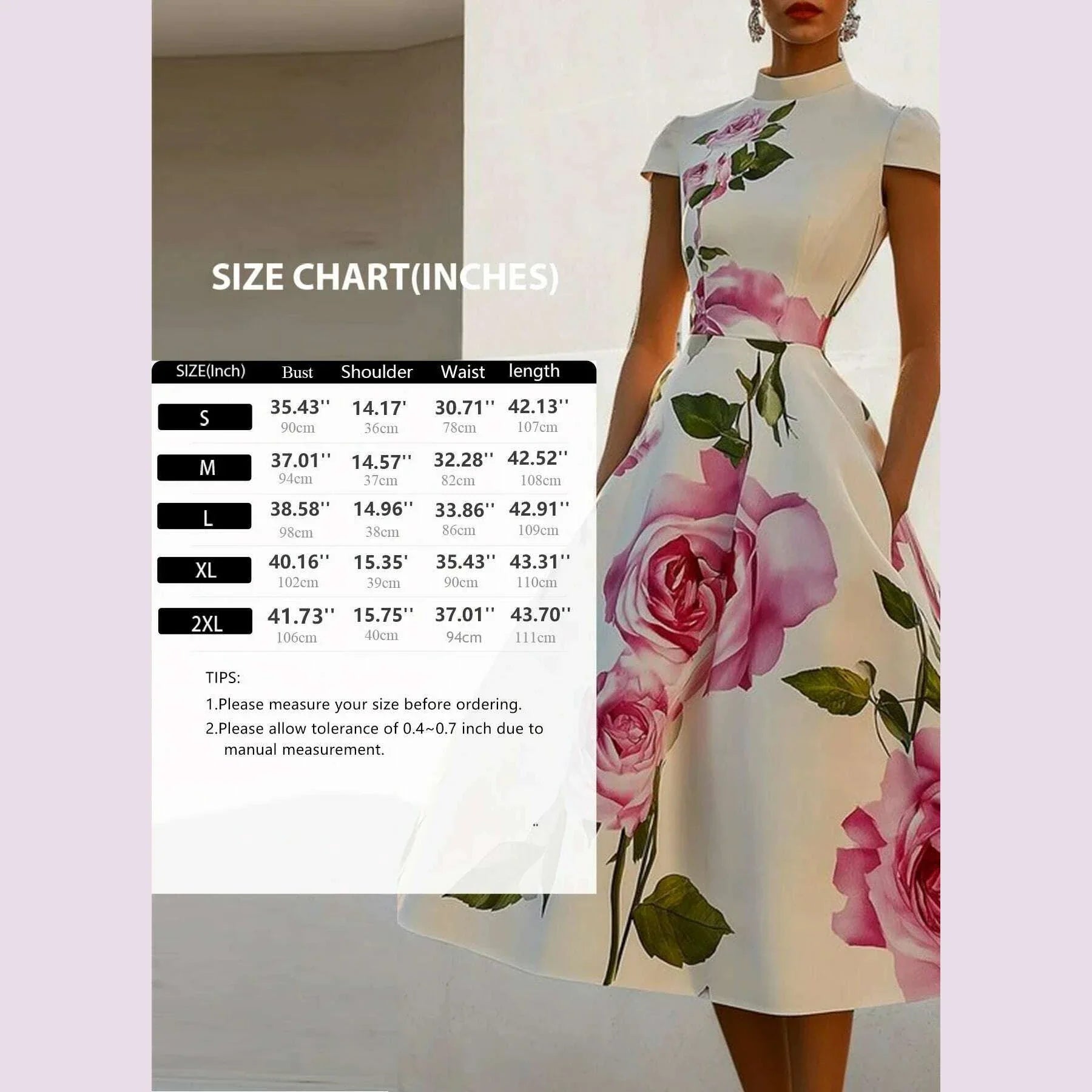 Modigirl 2025 New Woman Flower Print Midi Dresses Summer Skinny Stand Collar Elegant Vintage Romantic Evening Dress for Women