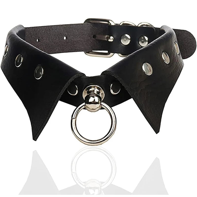 Gothic Leather Choker Necklaces Black Punk Nightclub Jewerly Accessories for Women Girlfriend