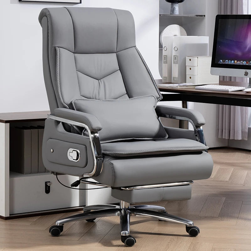 Selected cowhide foot hold Office Chair 7-point massage Ergonomic Recliner Rolling Gaming Chair boss Bureaux Office Furniture - Kimlud