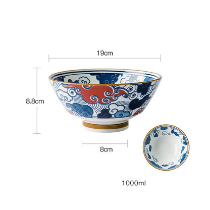 Japanese 7.5 Inch Hat Bowl Retro Ceramic Ramen Soup Bowl Fruit Vegetable Salad Noodle Kitchen Tableware | Kimlud Premium...