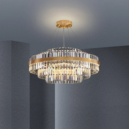 Modern Luxury Crystal Chandeliers Living Dining Room Bedroom Home Decor Pendant Lamp Duplex Villa Lustre Hanging Light Fixture - Kimlud