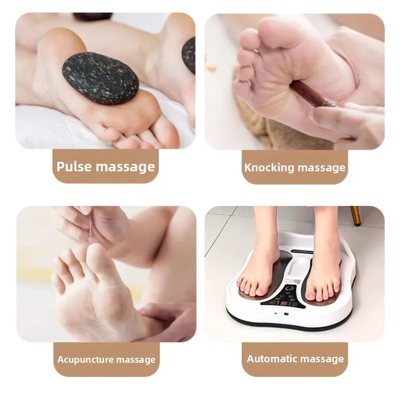 15 Modes EMS Foot Massager Muscle Stretch Hot Compress Acupoints Deep Massage Feet Massager Pulse Microcurrent Therapy Machine