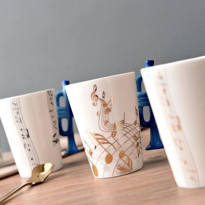 Novelty Music Note Cup Ceramic Guitar Coffee Mugs Personality Tea/Milk/Juice/Lemon Water Bottle Christmas Birthday Gift...