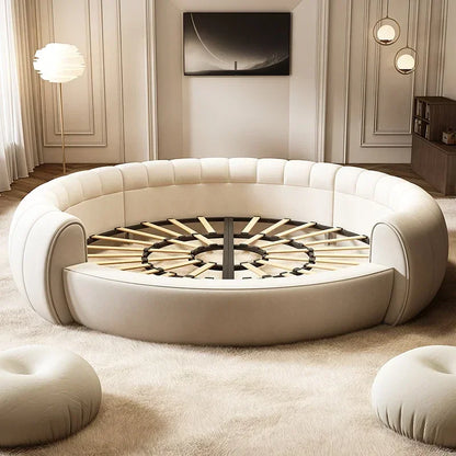 Italian Light Luxury Round Bed Cream Wind Bedroom Wedding Bed Princess Aesthetics Fashion Letto Matrimoniale Home Furniture
