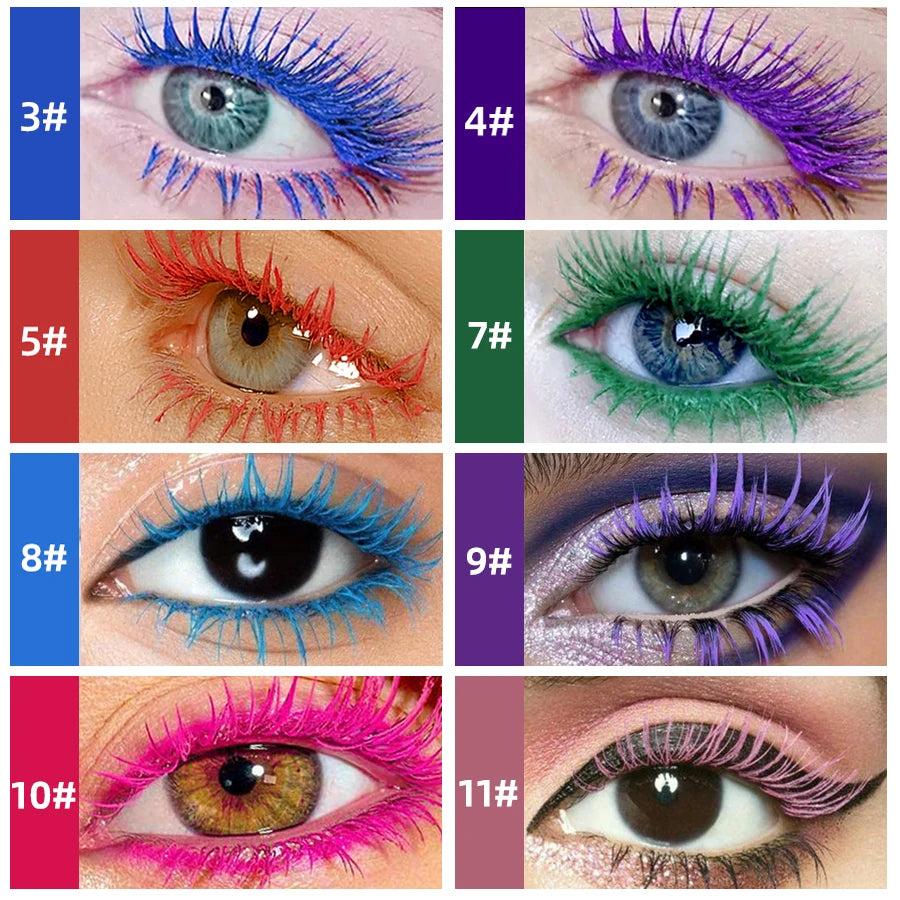 Colorful Slender Mascara Waterproof Fast Drying Curling Eyelashes Multicolor Lashes Makeup  Long Lasting Blue Green  Cosmetic
