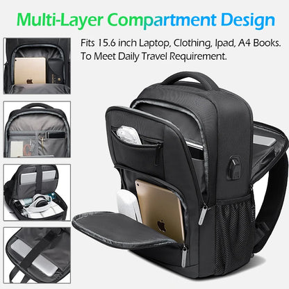 BANGE Lightweight 15.6 inch Laptop Backpack Waterproof USB Charge Port Multifunctional Travel Hiking School Bag Mochila for Men
