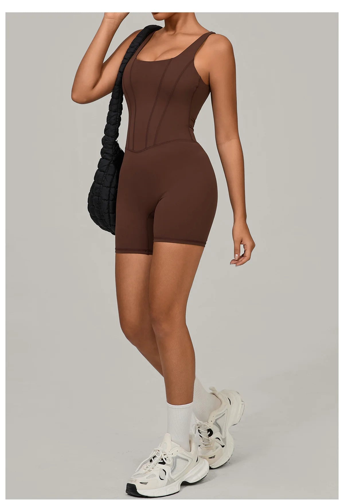 Women's Sports Suit Adjustable Shoulder Strap Jumpsuit One Piece Halter Sleeveless Bodysuit Short Jumpsuits Push Up Sportswear