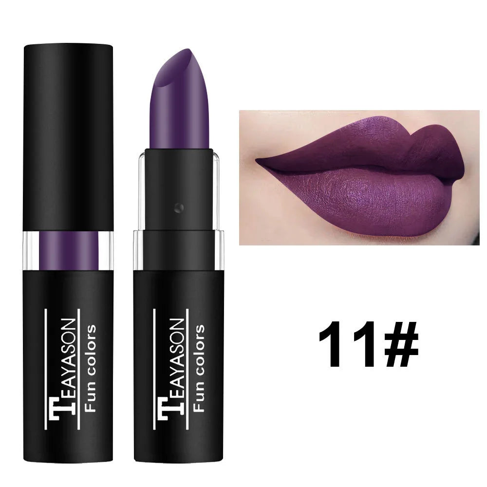 Punk Dark Wine Red Lipsticks Waterproof Easy To Color Makeup Sexy Red Lipstick Matte White Black Lip Gloss Facial Body...