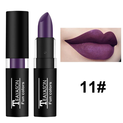 Punk Dark Wine Red Lipsticks Waterproof Easy To Color Makeup Sexy Red Lipstick Matte White Black Lip Gloss Facial Body...