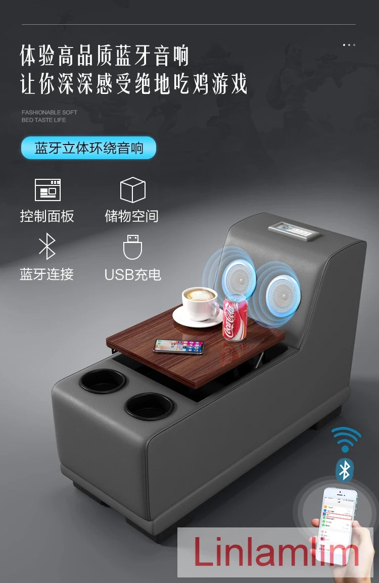 Beautify Your Living Room with Linlamlim Italian Genuine Leather Sofa - Bluetooth Speaker, Adjustable Headrests and USB...