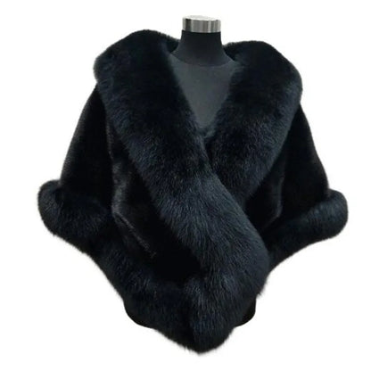 2026 imitation mink women's fox fur collar shawl scarf cloak mink fur coat Bridal dress hairy large shawl cape short coat