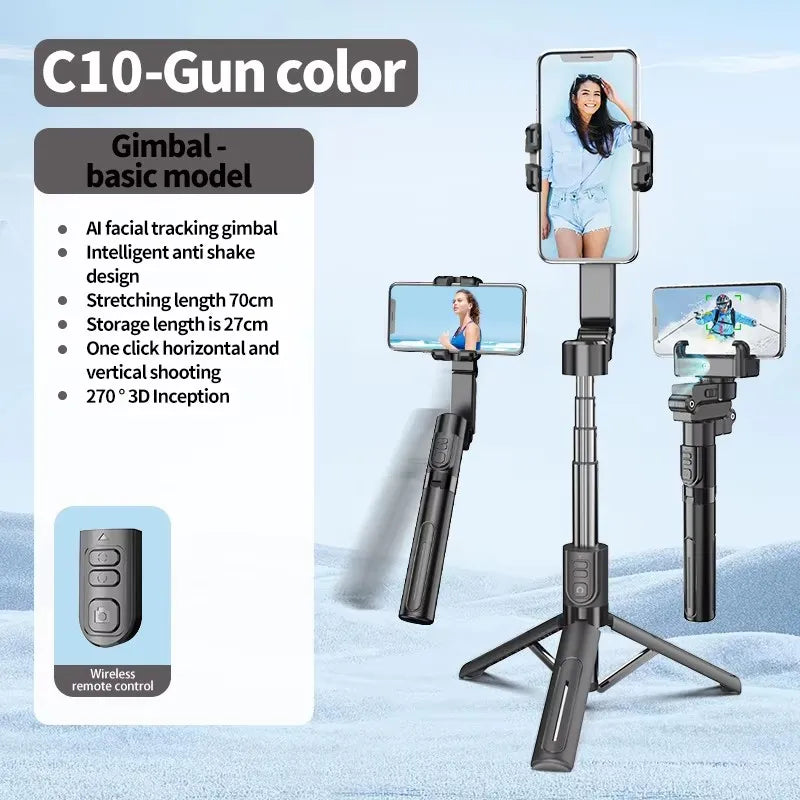 AI face tracking Stabilizer 360 Auto Rotation Follow Gimbal Remote Selfie stick tripod for iPhone Android phone holder