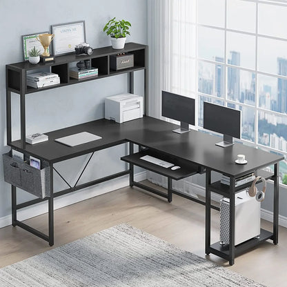 -Factory Furniture Wholesale Customization Large Cheap L-Shaped Simple Computer Desk With Shelf For Office Home | Kimlud...
