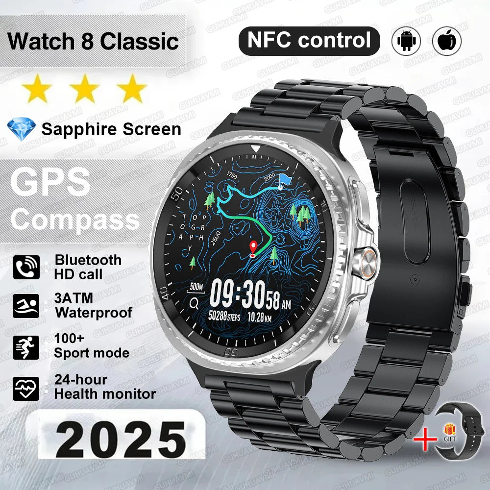 Watch 8 Ultra Classic GPS SmartWatch Compass NFC Men AMOLED Call Chat GPT Watches 3ATM Waterproof Sports Fitness Ms. Smartwatch