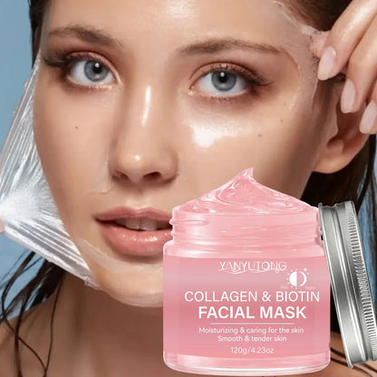 Collagen Peel Mask, Biotin Collagen Wrap Mask Day and Night, Deep Hydration, Night Care Mask Cream.