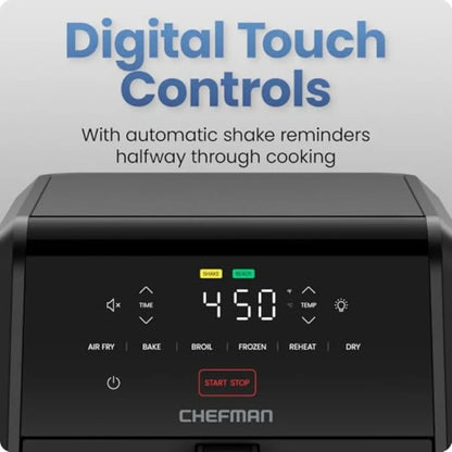 Air Fryer TurboFry 7-Qt 6-in-1 High-Powered 450F Cooking for Crispier Results Compact Space-Saving Design Air Fry Bake Broil Re