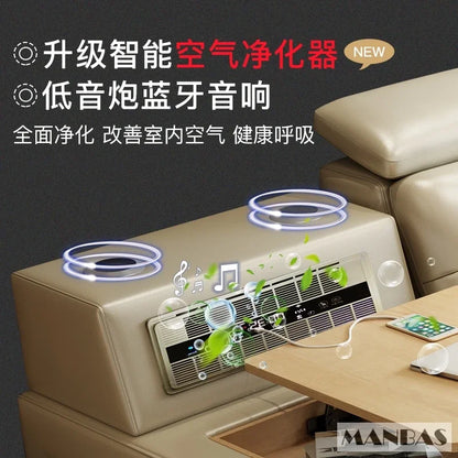 MINGDIBAO Massage Bed with Ultimate Comfort and Genuine Leather Multifunctional Frame - Bluetooth Speaker, Safe Air...