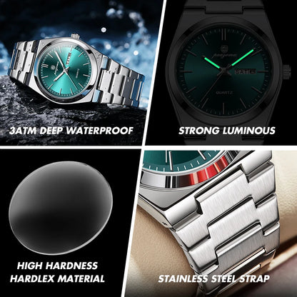 PAAZOMU Fashion Men's Quartz Watch Stainless Steel Waterproof Luminous Man Watch Chronograph Date Multifunction Watches For Men