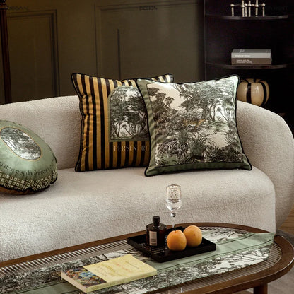 Green Jungle Wild Life Cushion Cover,Soft Qulity,Velvet Leopard Pillowcase,Shell Light,Luxury Designer Art Cushion,Home Decor - Kimlud