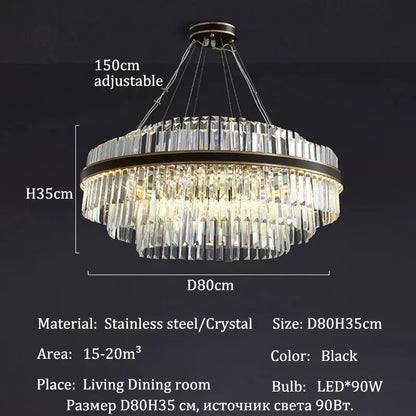 Modern Luxury Crystal Chandeliers Living Dining Room Bedroom Home Decor Pendant Lamp Duplex Villa Lustre Hanging Light Fixture - Kimlud