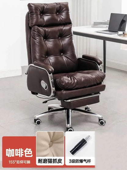 Leather Wheel Office Chair Adjustable Comfortable Modern Ergonomic Chair Mobile Computer Designer Silla Oficina Salon FurnitureY - Kimlud