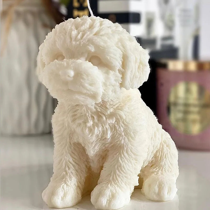 Teddy Dog Candle Mold Cute Animal Pet Puppy Dog Handmade Aromatherapy Plaster Soap Silicone Mould DIY Home Decoration Tools - Kimlud