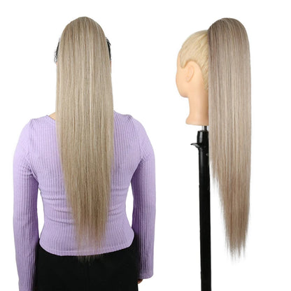 Julianna Synthetic Kanekalon Black Drawstring Water Wave Ponytail Extension Female Curly Wavy Clip In Ponytail Hair Extension