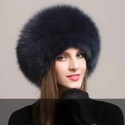 Hot Sale 100% natural Fox Fur Hat Women Cap Thick Fur Cap Winter Warm Hat Female Fashion For Women Hat With Earmuffs Hat