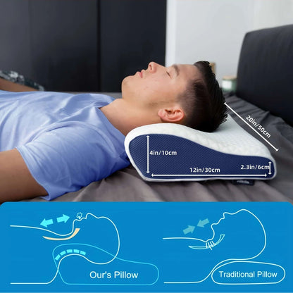 1pc Memory Foam Pillow, Sleeping Pillow For Side, Back And Stomach Sleepers, Neck Contoured Support Pillow Improves Sleep