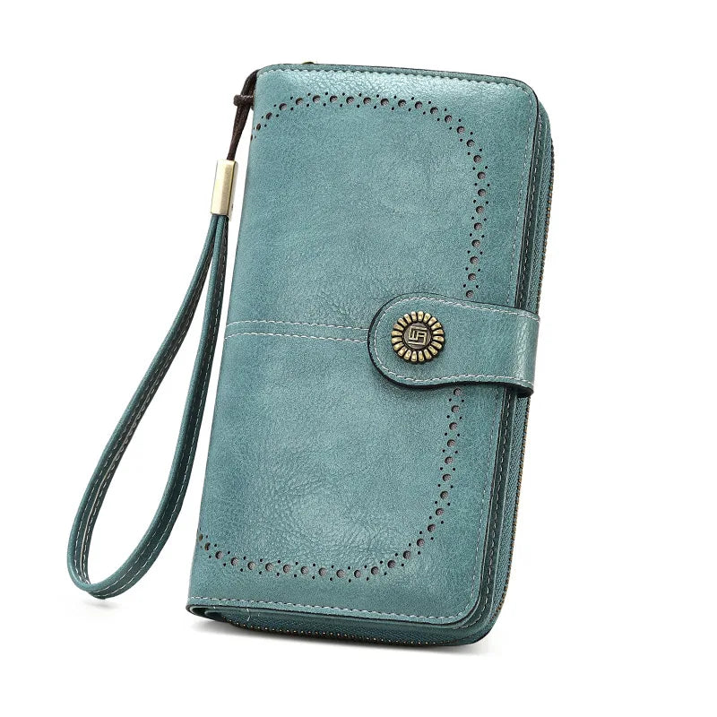 Women/Men Retro Long Wallet PU Leather Function Luxury Design Long Zipper Handbags Cowhide Card Bags Female Fashion Purse