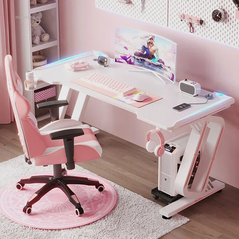 Minimalist Carbon Fiber Computer Desks for Bedroom Single Desktop Gaming Desk Nordic Office Furniture Home Study Reading Desk H - Kimlud