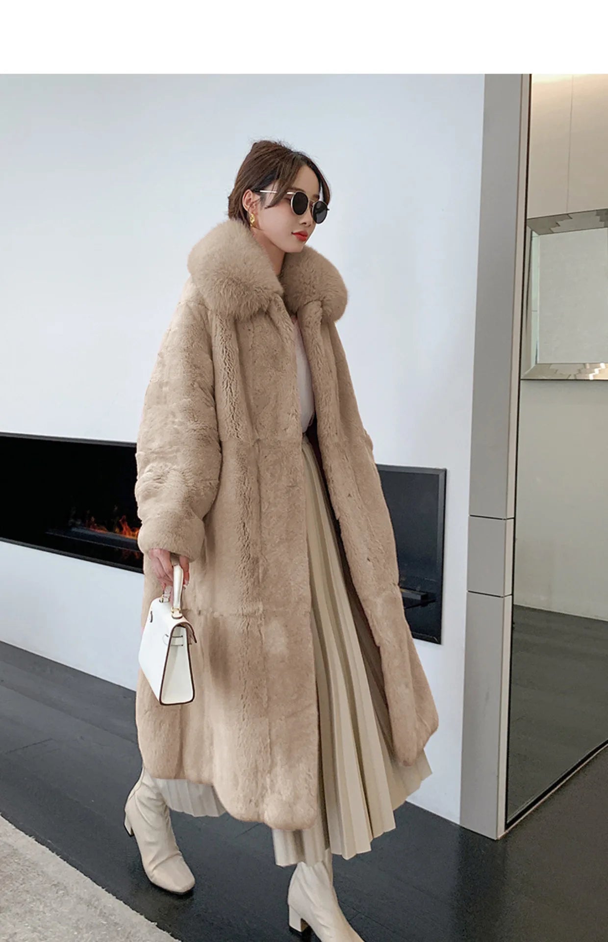 5XL Oversized Autumn Winter Faux Fur Coat Women Loose Long Plush Jackets Thick Warm OverCoat Female  Large Fur Collar Parka 2023