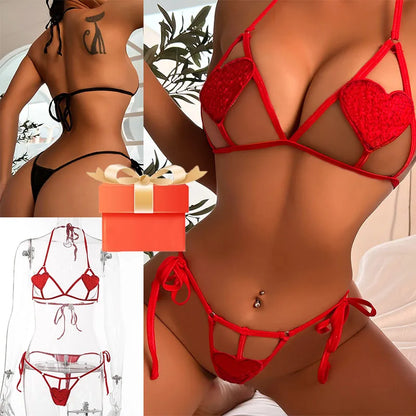 Sexy Fancy Bow Tie Underwear Women Sexy Lingerie Lace Hollow Out Bra Set Erotic Bikinis Porn 2Piece Sex Set Transparent Clothes