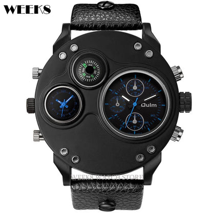 Luxury Sports Watches for Men Top Brand Casual Military Big Dial Cool Man Unique Wristwatch Male Decorative Compass Quartz Clock