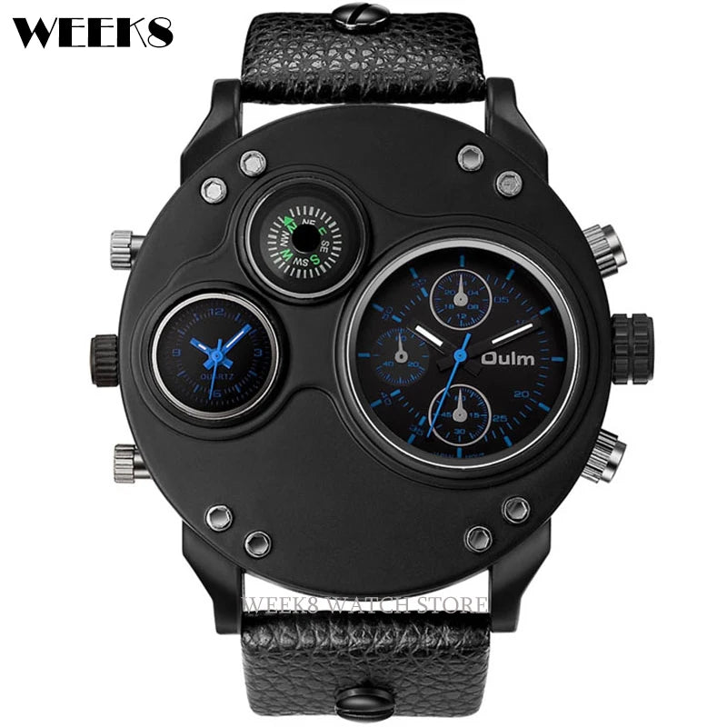 Luxury Sports Watches for Men Top Brand Casual Military Big Dial Cool Man Unique Wristwatch Male Decorative Compass Quartz Clock