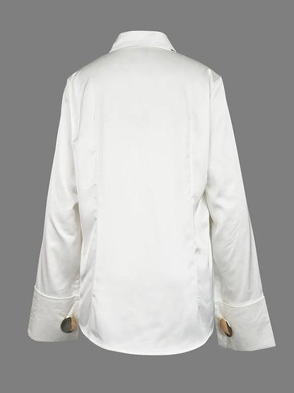 Modigirl Women's White Shirts Office Lady Long Sleeves Classic Tops 2024 New Autumn Spring Original Clothing Blouse for Woman