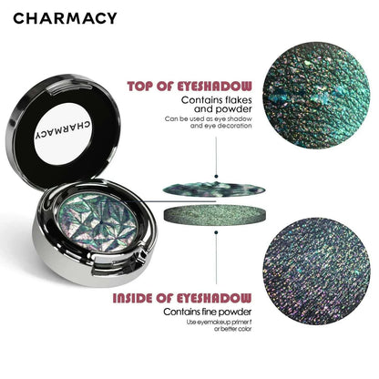 CHARMACY Optical Chameleon Shiny High Gloss Eyeshadow Palette Long Lasting Eye Glitter Pigment Professional Makeup For Women
