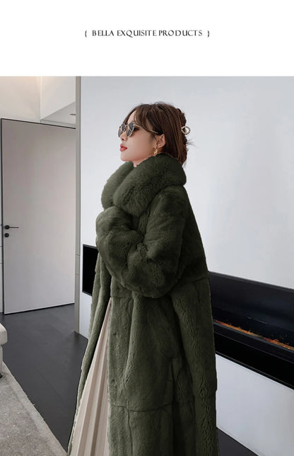 5XL Oversized Autumn Winter Faux Fur Coat Women Loose Long Plush Jackets Thick Warm OverCoat Female  Large Fur Collar Parka 2023