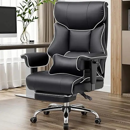 Big and Tall Office Chair 400lbs High Back Leather Executive Chair with Ergonomic Lumbar Support & Pocket Spring Cushion for Lo