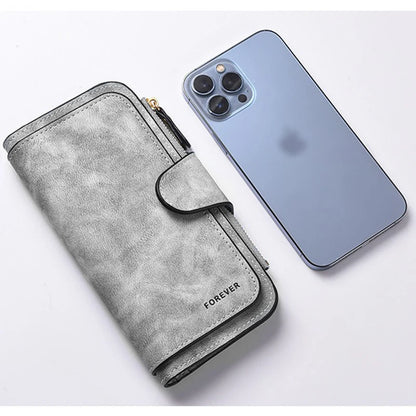  Mickey Minnie Lady Long Zip Wallet Buckle Tote Bag Coin Purse Soft PU Leather Multi-functional Card Holder Casual Daily