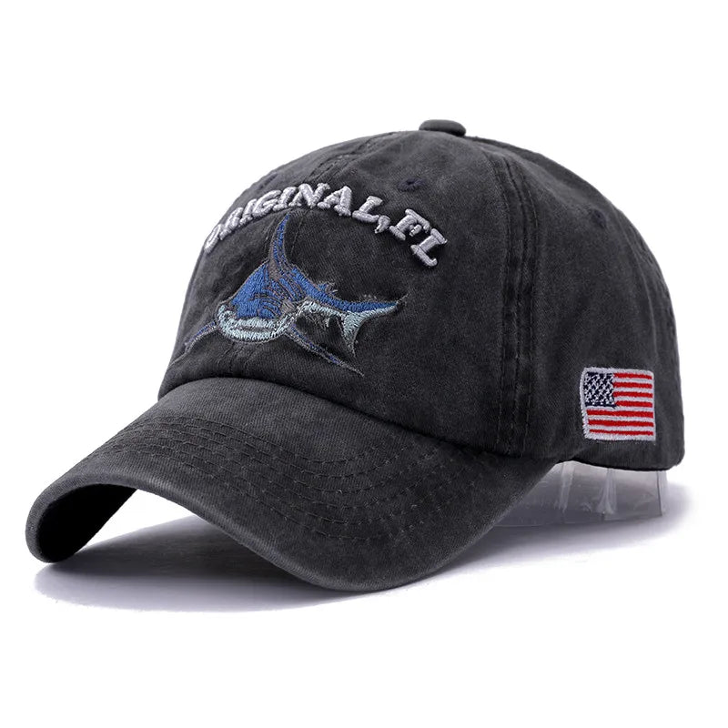 2025 New High Quality Wash Cotton America Flag Shark Men's Baseball Cap Women Snapback Hats For Men Bone Hip Hop  Dad Hat Gorras