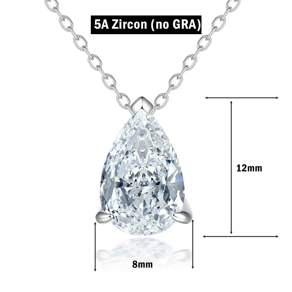 1/2/3/4CT Water Drop Moissanite Pendant Necklace for Women  Certified 925 Silver Pear Cut Solitaire Diamond Pendant Neckchain
