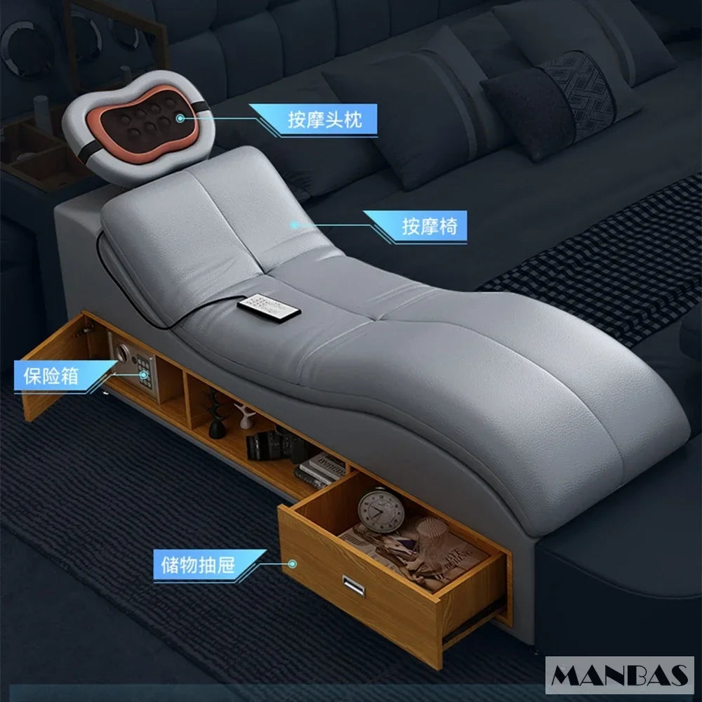 Linlamlim Luxury King Size Genuine Leather Bed / Tech Smart Bed / Multifunctional Ultimate Beds / Massage Bed with...